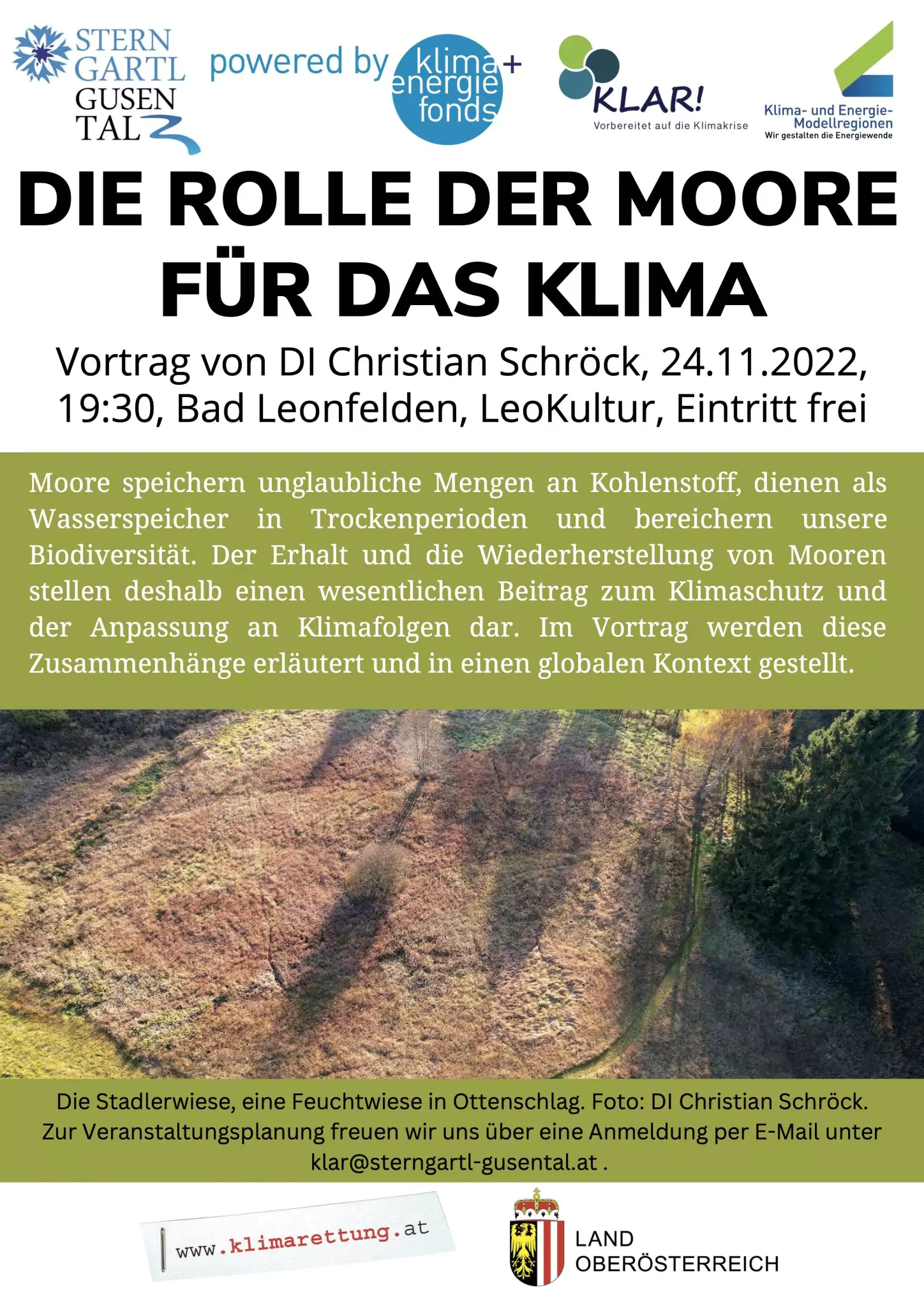 Einladung Vortrag "Die Rolle der Moore für das Klima"