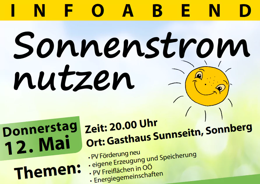 Infoabend "Sonnenstrom nutzen" in Sonnberg