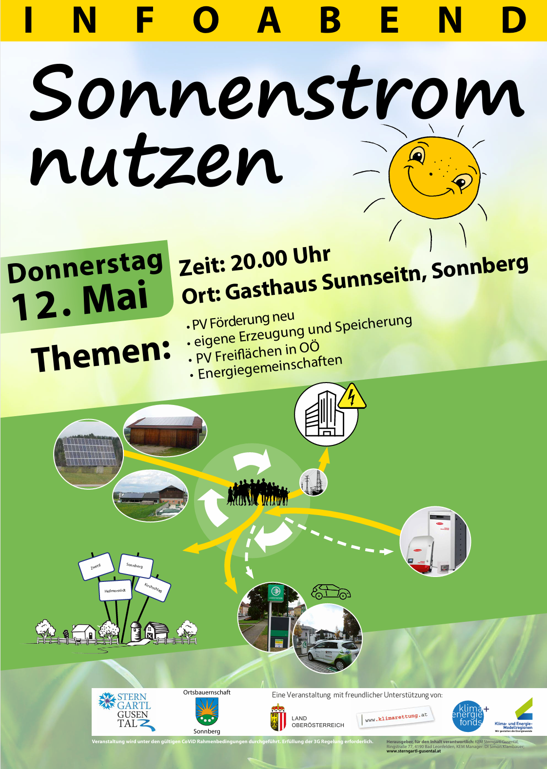 Plakat Infoabend "Sonnenstrom nutzen" in Sonnberg