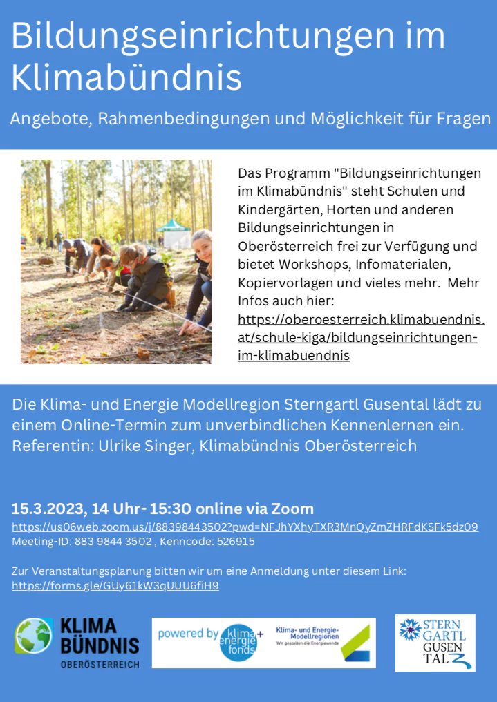 Einladung Bildungseinrichtungen im Klimabündnis