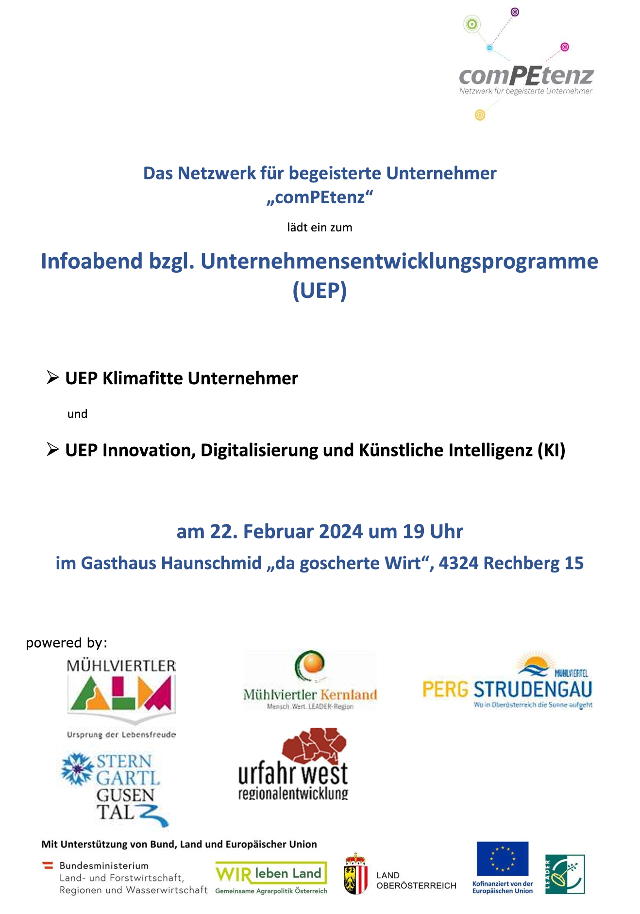 Einladung Infoabend UEP Rechberg