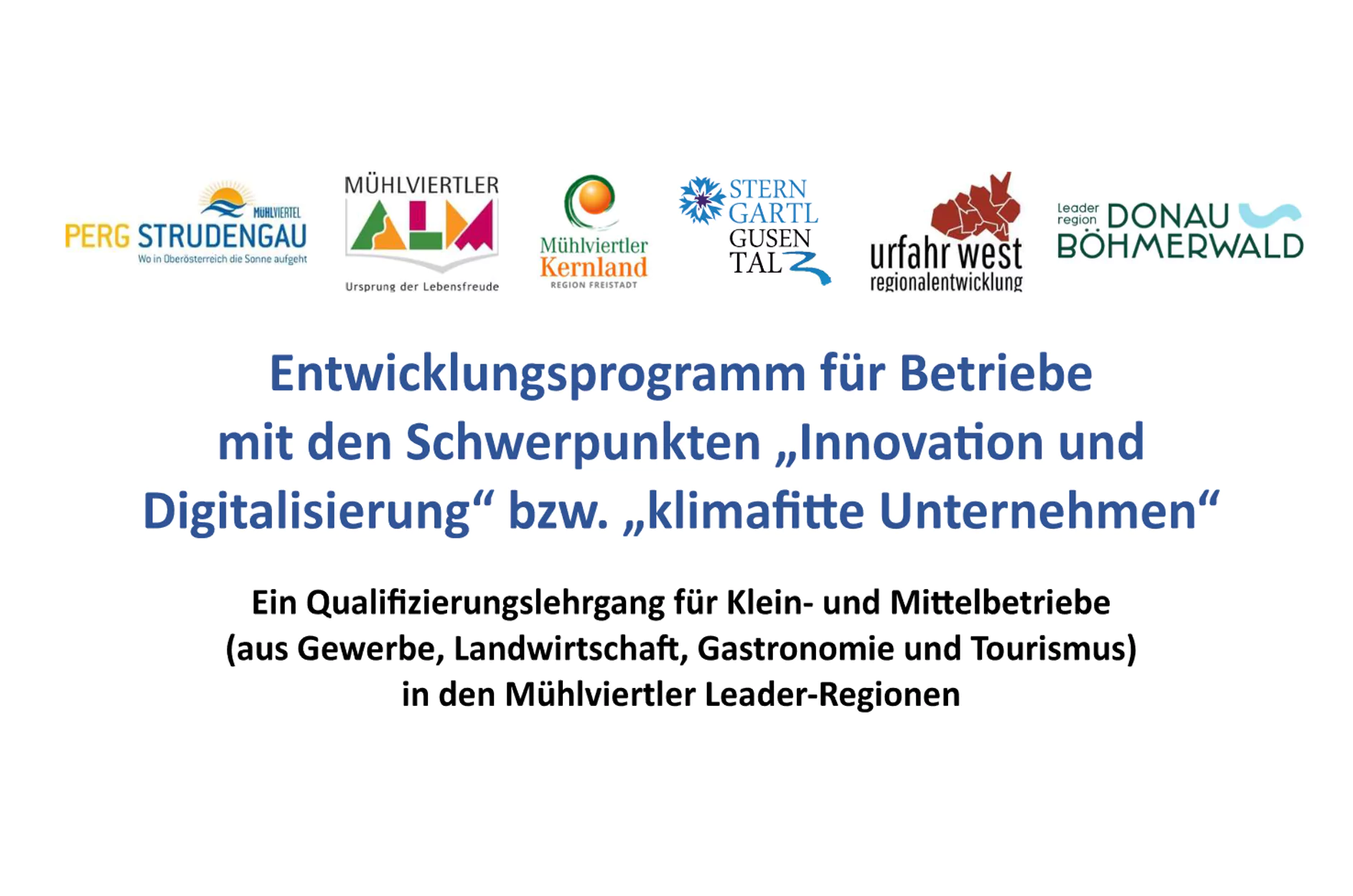Entwicklungsprogramm für Betriebe mit den Schwerpunkten „Innovation und Digitalisierung“ bzw. „klimafitte Unternehmen“