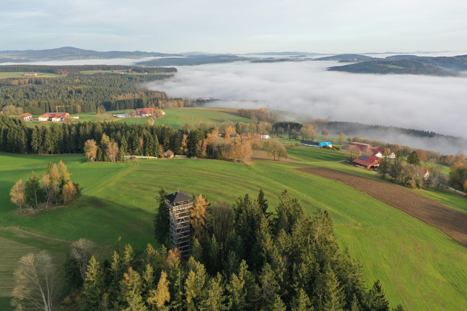Haibach Panorama mit Nebel