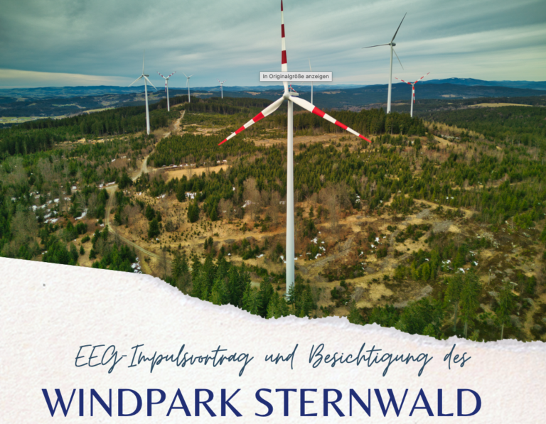 Einladung zum EEG-Impulsvortrag und Besichtigung des Windparks Sternwald am Mittwoch, 19. August 2026 ab 16.45 Uhr
